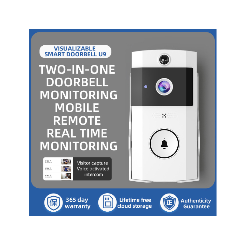 U9 Wireless Video Doorbell Video Intercom Surveillance Camera WIFI Visual Doorbell Camera Two-way Intercom