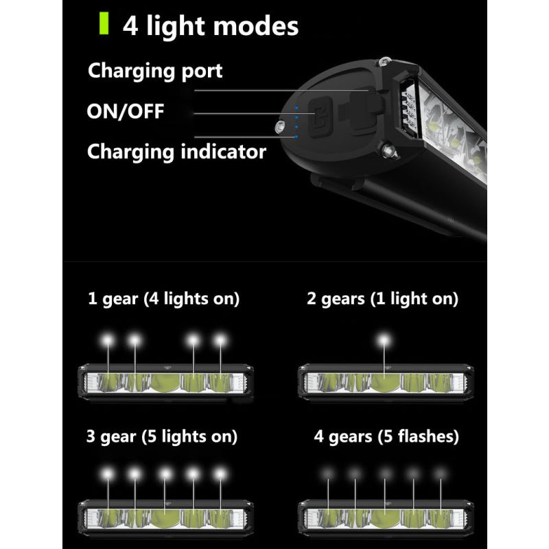 Bicycle Light Front LED 5200 Lumen USB Charging Waterproof Flashlight Durable MTB Cycling Safety Gear