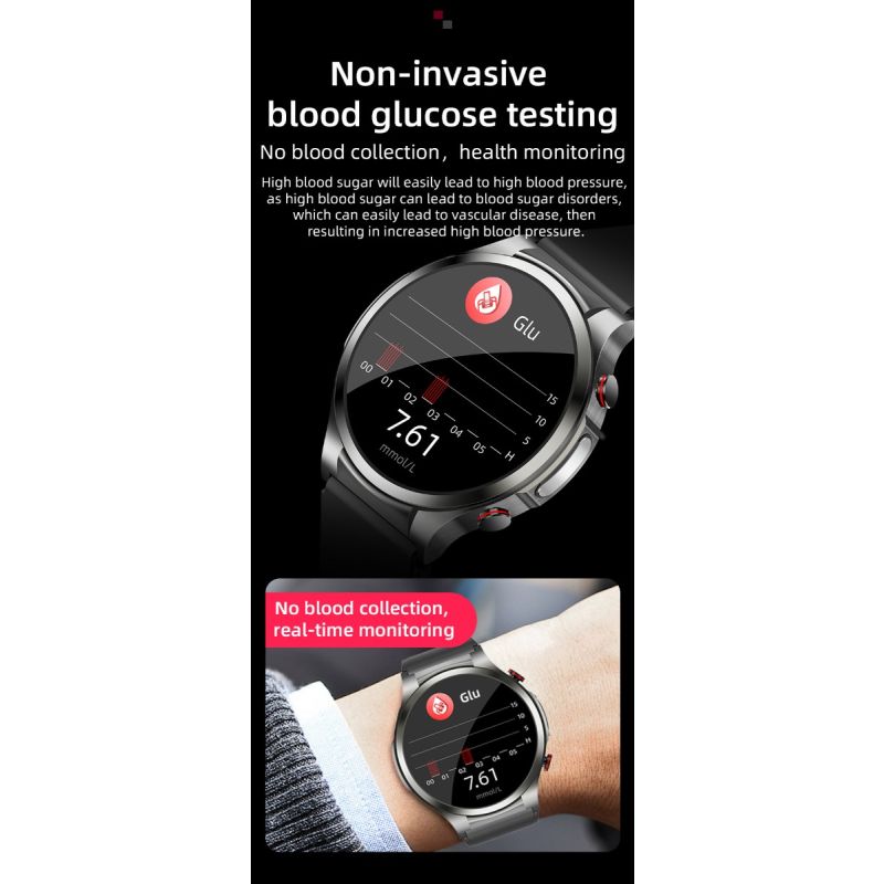 W11 Smart Watch 132 HD Heart Rate Blood Sugar ECG Body Temperature Fitness Bracelet for Health Monitoring