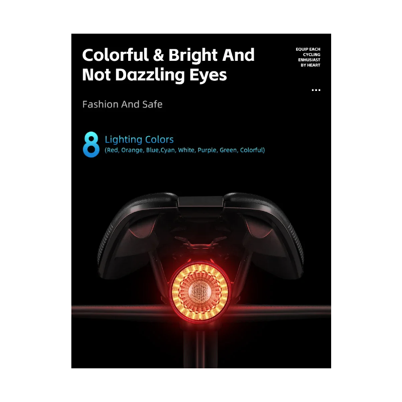 Versatile Bicycle Rear Light Smart Brake Sensor Wireless Remote Control Colorful Flash Rechargeable Light