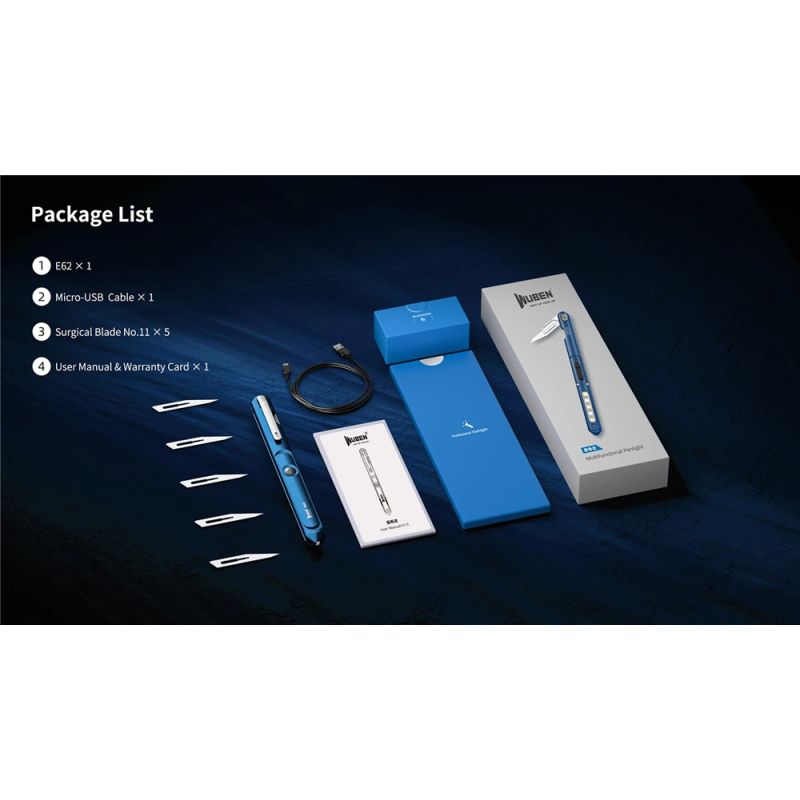 Wuben E62 Multifunctional Pen Light 130 Lumens Lightweight EDC Flashlight with Long-Lasting Runtime