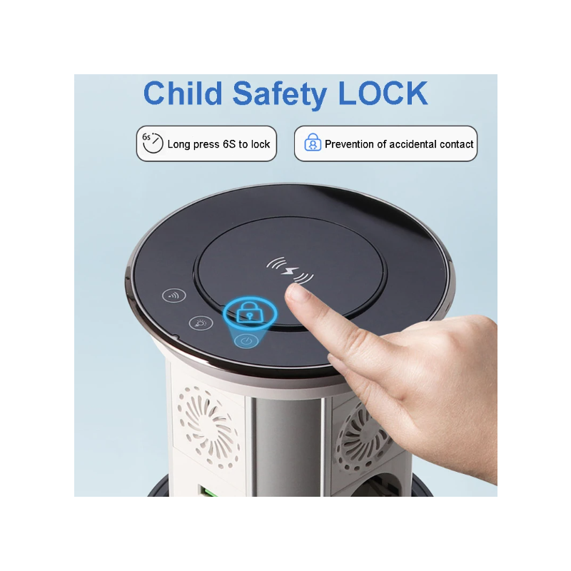 VENSTPOW Electric Lifting Sockets with USB Wireless Charging Motorized Pop Up Outlet for Organized Workspace