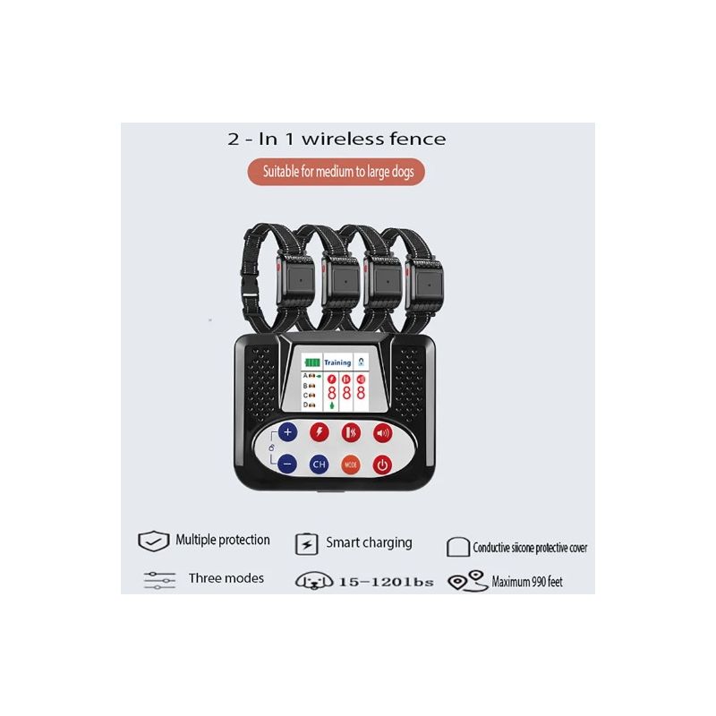 Pet Wireless Electronic Fence Smart Dog Training Device Two-in-One Ergonomic Anti-Barking Collar 2025