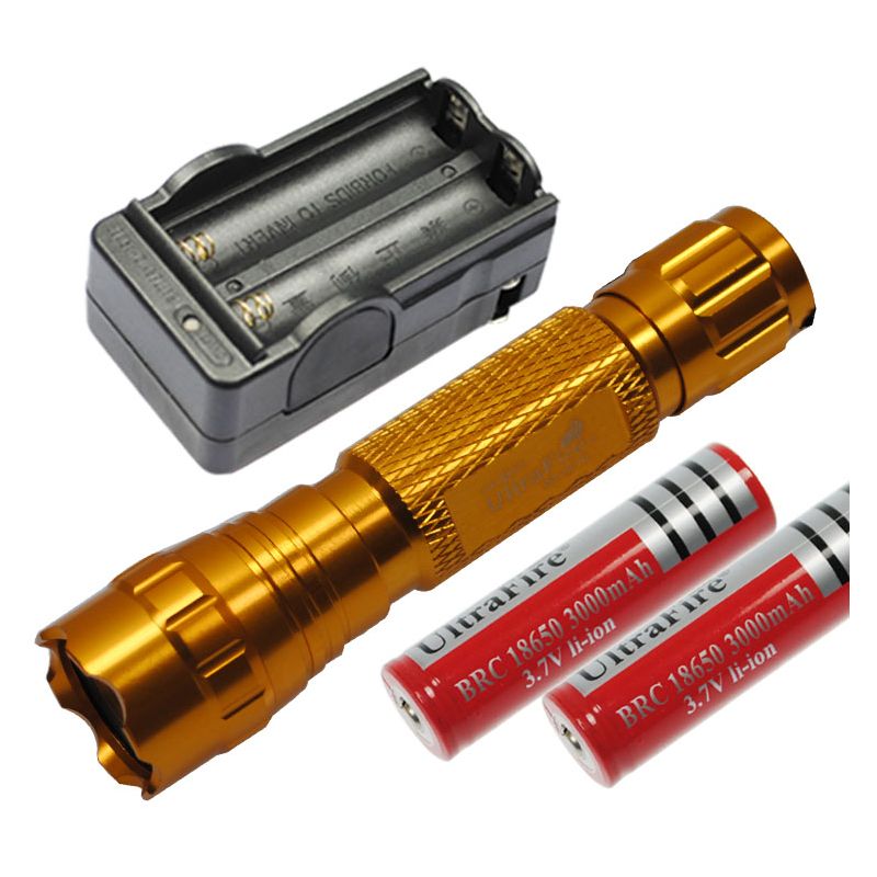 Multi Color Select Ultrafire 501B U2 1300 Lumens 5 Modos LED Lanterna  2 * 18650 Bateria  Carregador