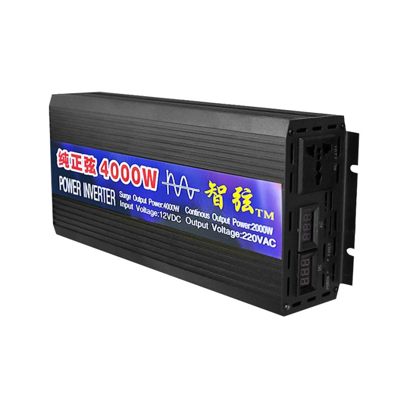 Inversor de onda senoidal pura 2000W 3000W 4000W Power Inversores de carro solar com display LED DC 12V 24V para conversor de tensão AC 220V