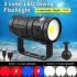 D10 Super Bright Diving Flashlight 100m IPX8 Waterproof with 3 Color Settings for Underwater Photography