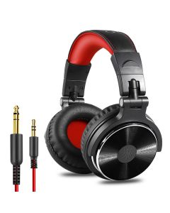 Oneodio Pro-10 Fones de ouvido profissional Studio Pro DJ com fio com microfone sobre a orelha monitor de alta fidelidade fone de ouvido fone de ouvido para telefone PC-vermelho &preto