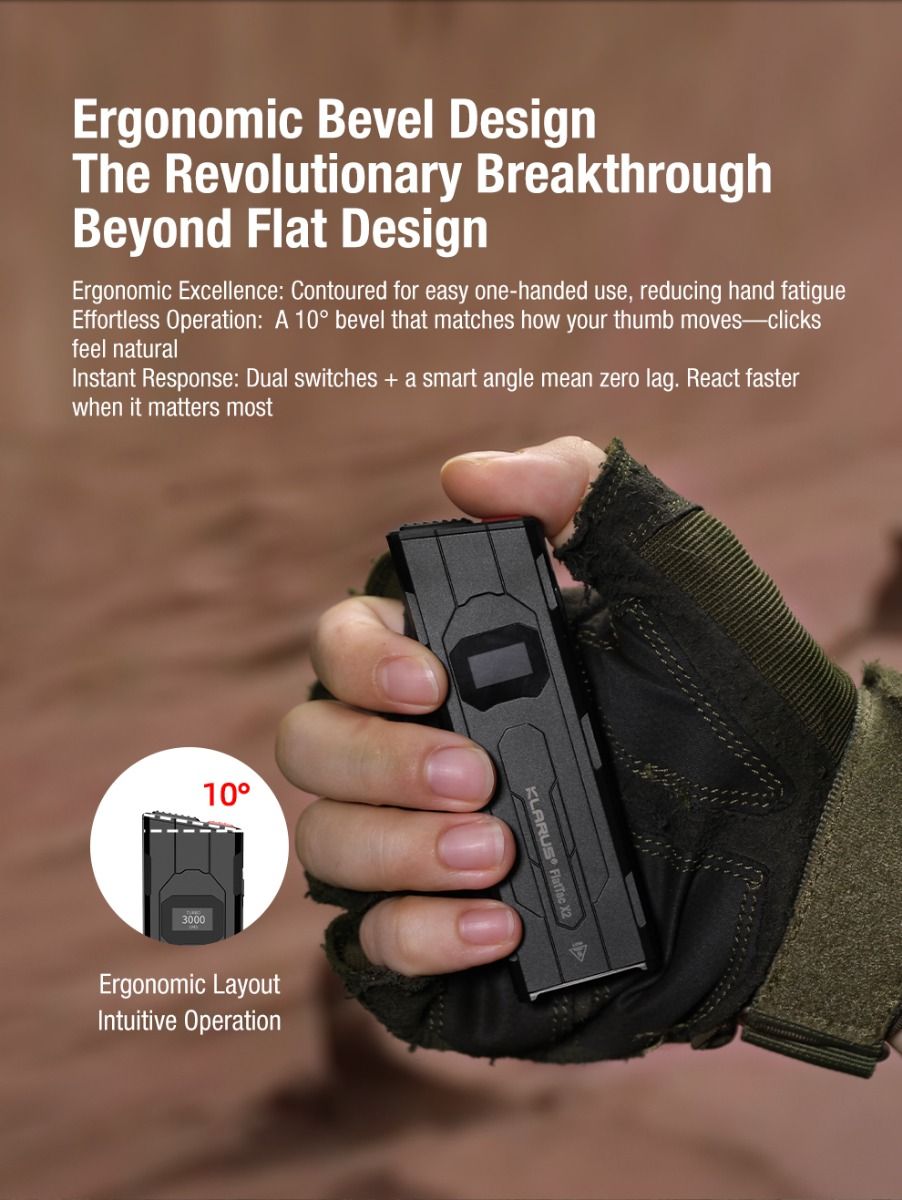 klarus X2 Ultra-Thin Palm-Sized EDC Tactical Flashlight, USB-C Rechargeable 3000 Lumens Compact & Mighty Pocket Light