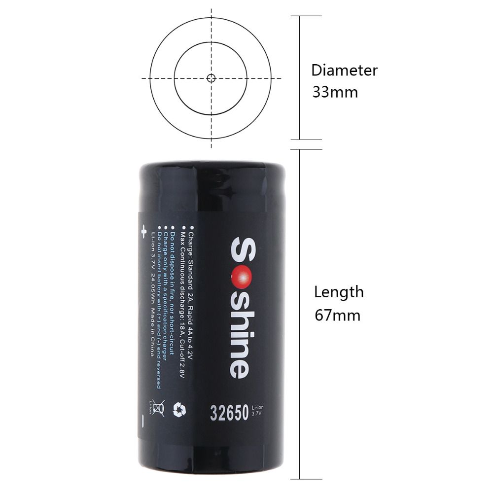 Soshine 6500mAh 3.7V 32650 bateria recarregável lítio lítio lítio