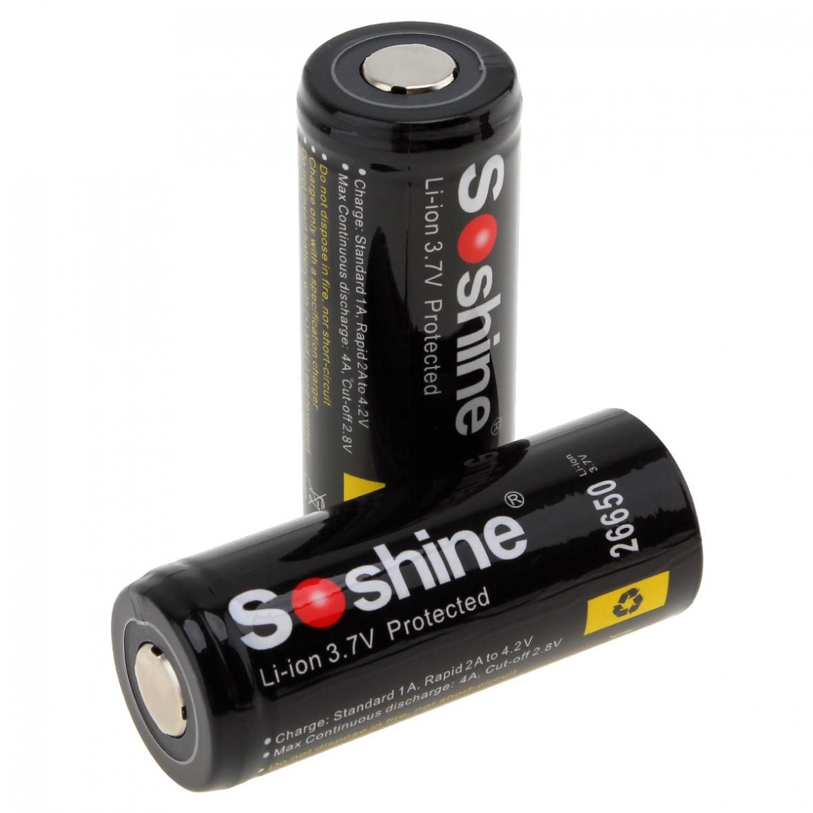 Soshine 26650 5500mAh 3.7V li-ion bateria recarregável -2 pacote