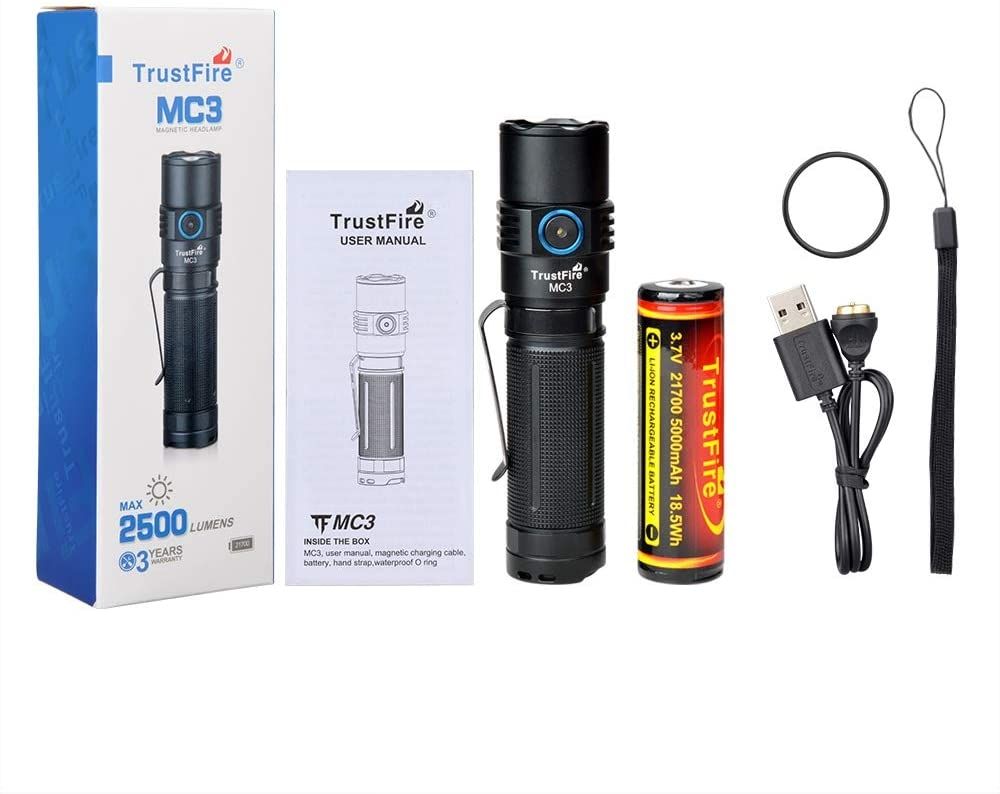 TrustFire MC3 XHP50 2500 Lumens LED Lanterna USB Magnetic Charging Torch 21700 Luz Recarregável IP68 À Prova D 'Água EDC Lâmpada Handheld Luzes de trabalho