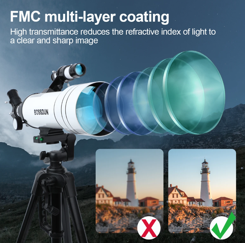 Bossdun 333X Professional Astronomical Telescope for Kids Large Objective Lens for Moon Observation and Stargazing