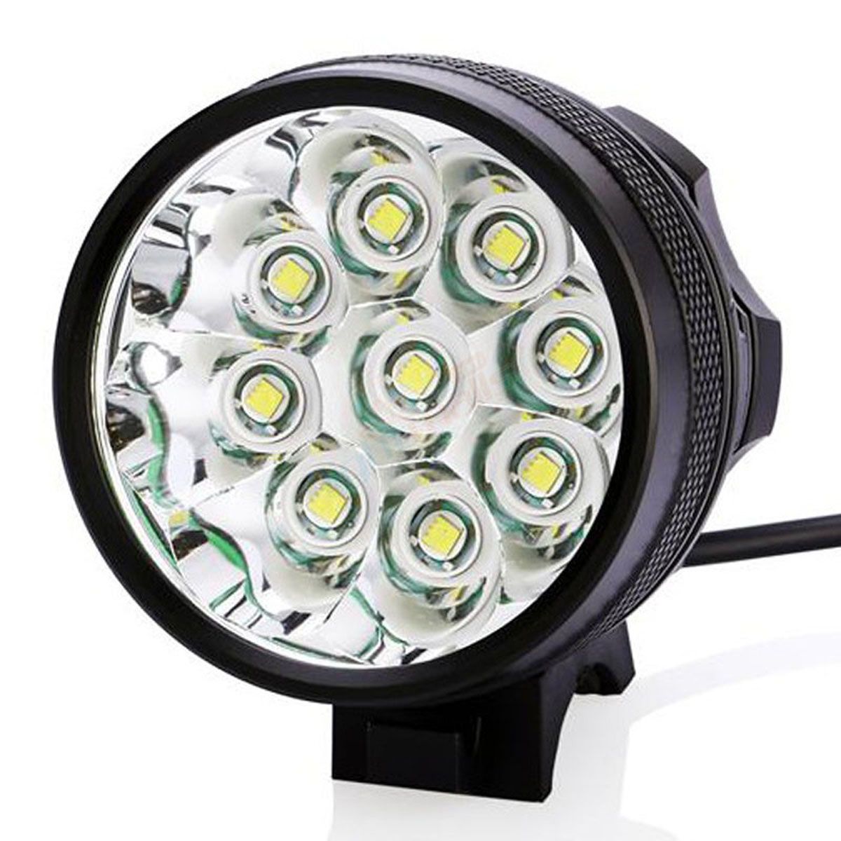9T6 luz de bicicleta 9 * T6 10800 Lumens 3 modos LED Bicycle farol incluem bateria e carregador - preto