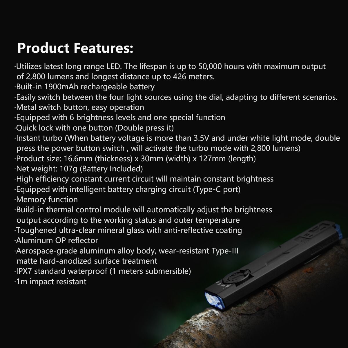 IMALENT GR35 2800 Lumens LED EDC Flashlight(Red)