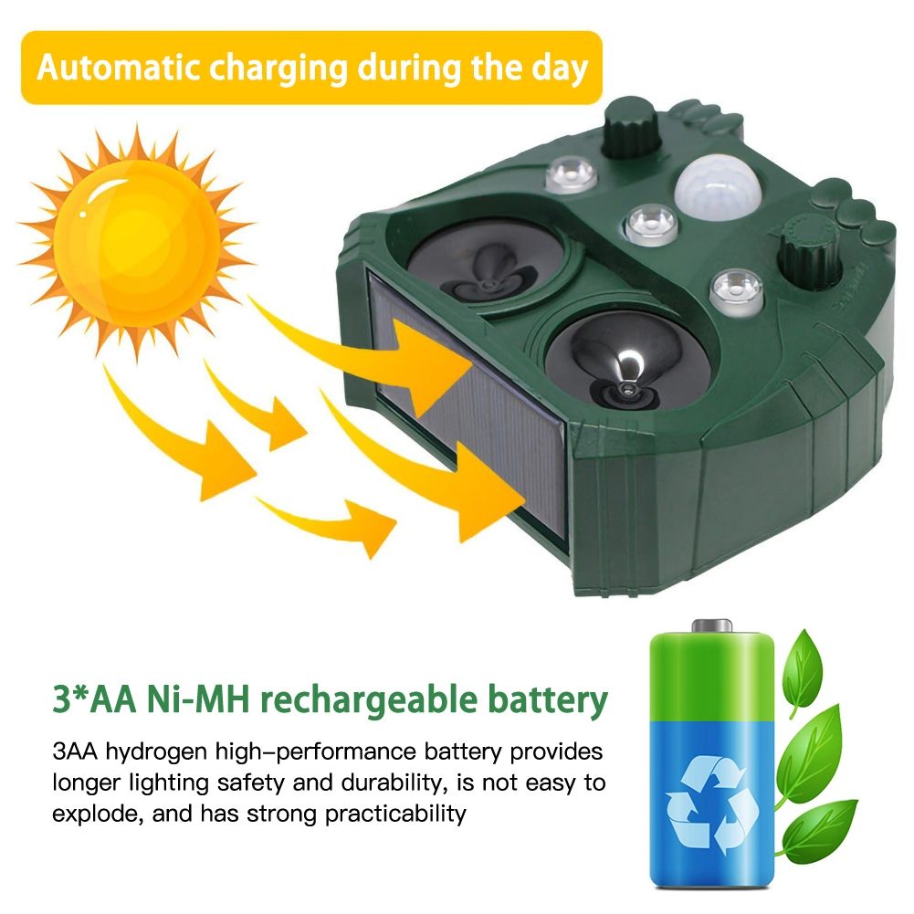 Repelente animal ultrassônico energia solar pássaro cão gato skunk cervos raccoon repelente