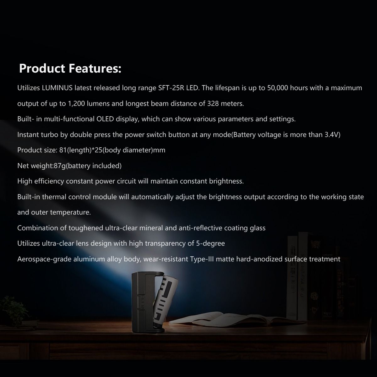 IMALENT LD35 1200 Lumens LED Type-C Rechargeable EDC Flashlight 