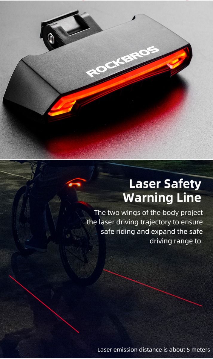 ROCKBROS LKWD-R1 Luz de Bicicleta Inteligente USB LED Controle Remoto Sem Fio Luz Traseira de Bicicleta MTB Estrada Laser Sinal de Volta Lâmpada de Ciclismo Luz Traseira