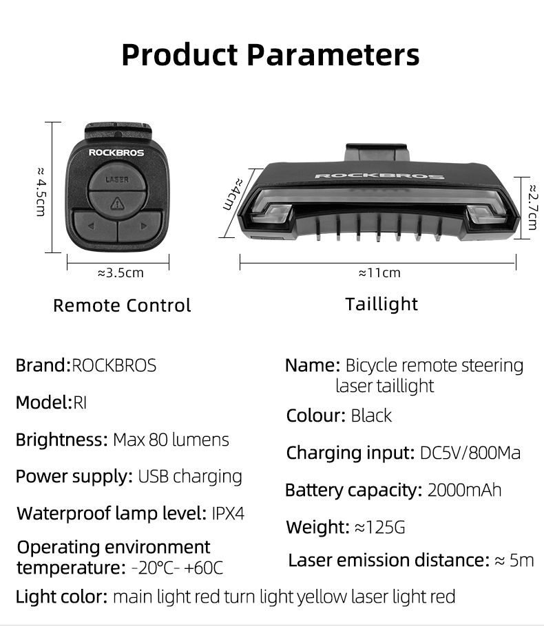 ROCKBROS LKWD-R1 Luz de Bicicleta Inteligente USB LED Controle Remoto Sem Fio Luz Traseira de Bicicleta MTB Estrada Laser Sinal de Volta Lâmpada de Ciclismo Luz Traseira