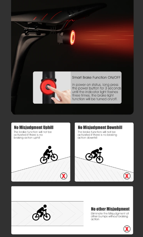 Gaciron LOOP-100 High Brightness Bike Tail Light Brake Sensor Aluminum Alloy for Urban and Trail Cycling