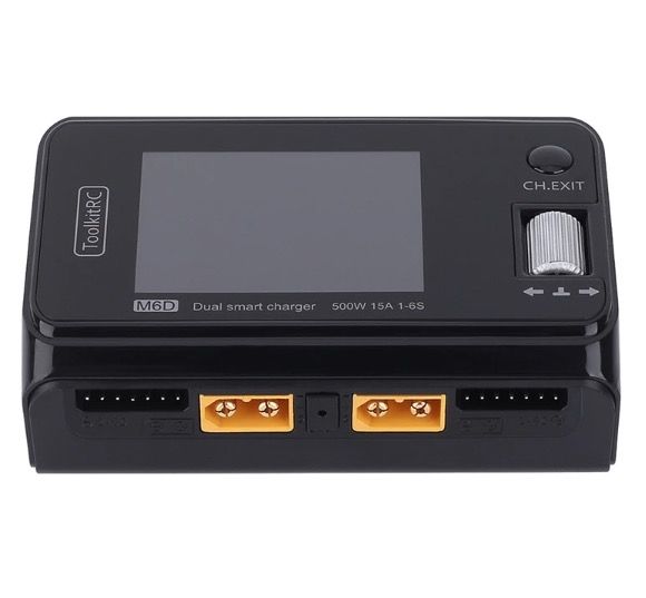 ToolkitRC M6D 500W 15A DC Dual Channel MINI Smart Charger Discharger for RC Electric Flight and Racing