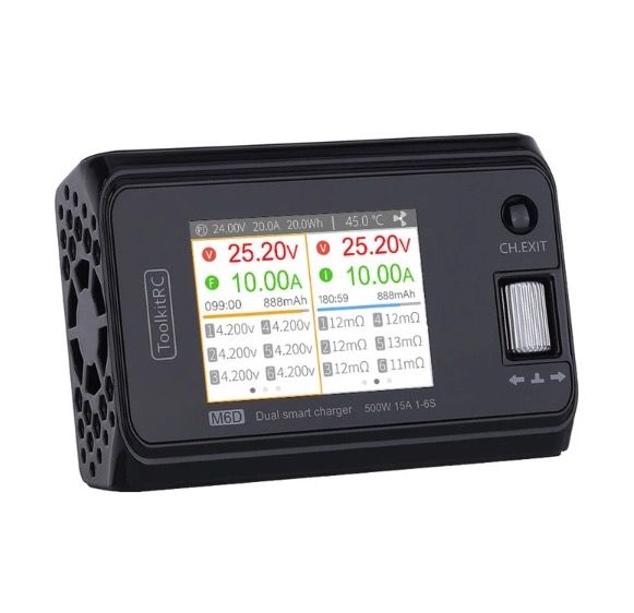 ToolkitRC M6D 500W 15A DC Dual Channel MINI Smart Charger Discharger for RC Electric Flight and Racing
