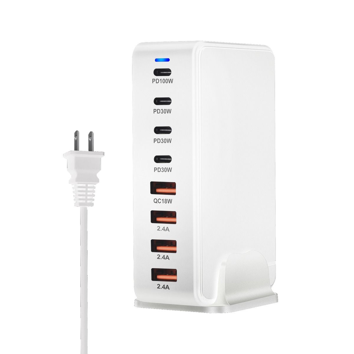 240W Desktop GaN Charger 8-port USB Type C PD Fast Charge Mobile Charger Smart Technology Multi-Device Hub