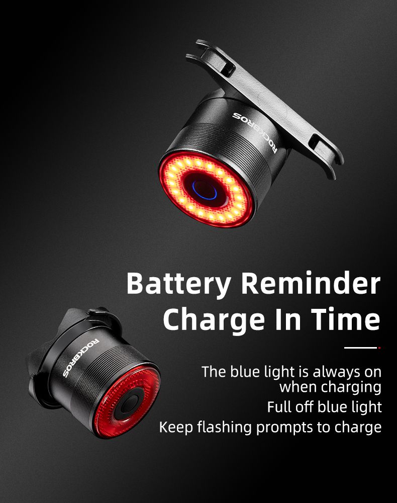 ROCKBROS Q3 Bike Tail Light with Smart Brake Sensor IPX6 Waterproof for MTB and Road Cycling Safety