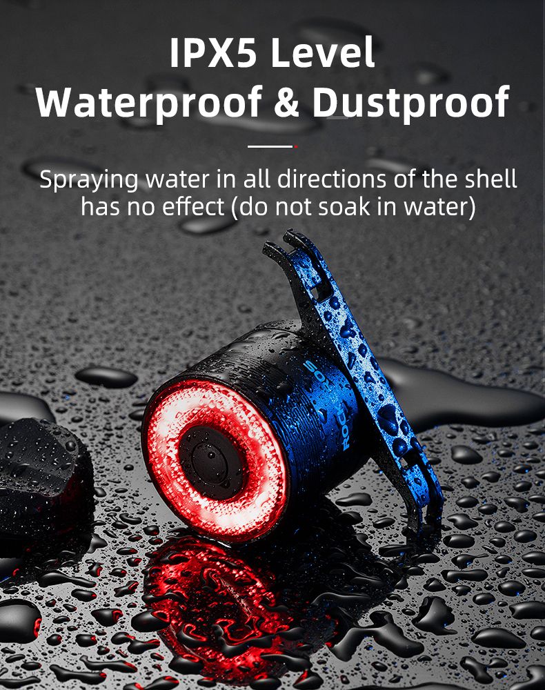 ROCKBROS Q3 Bike Tail Light with Smart Brake Sensor IPX6 Waterproof for MTB and Road Cycling Safety