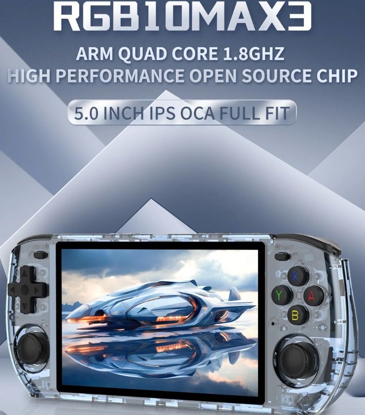 POWKIDDY RGB10 MAX3 Retro Handheld Game Console 5 Inch IPS Screen High Performance RK3566 Linux System