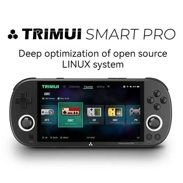Trimui Smart Pro Vintage Handheld Game Console 4.96 Inch HD IPS Display Portable Gaming Long-Lasting Battery