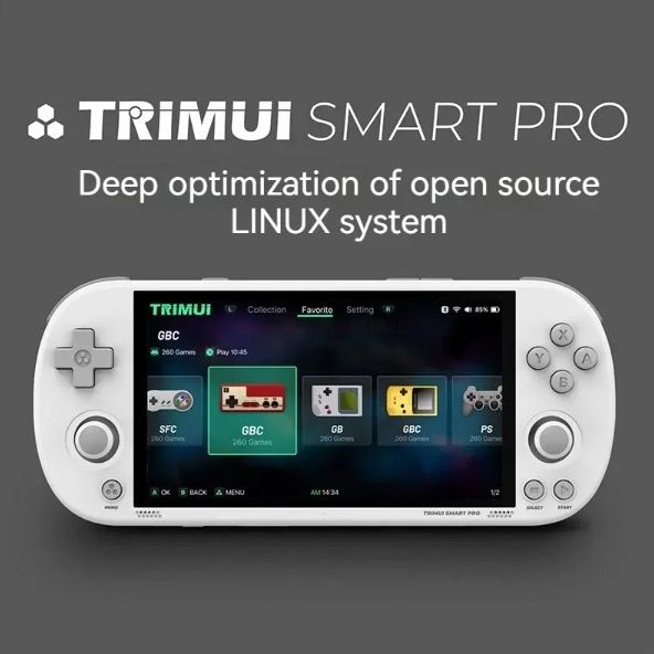 Trimui Smart Pro Vintage Handheld Game Console 4.96 Inch HD IPS Display Portable Gaming Long-Lasting Battery