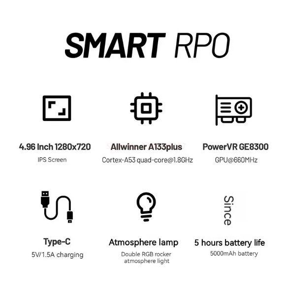 Trimui Smart Pro Vintage Handheld Game Console 4.96 Inch HD IPS Display Portable Gaming Long-Lasting Battery