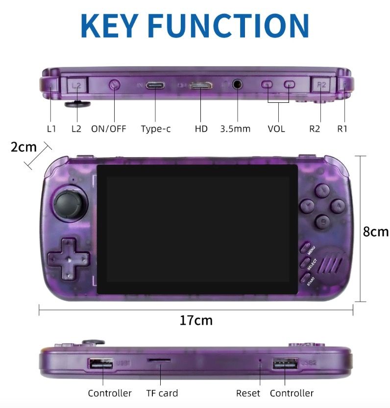 POWKIDDY X39pro Handheld Video Game Console 4.3 Inch IPS Retro Gaming with PS1 Support and HD Output